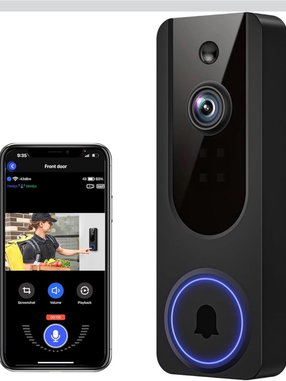 VanaOrbi 1080p WiFi Video Doorbell Camera